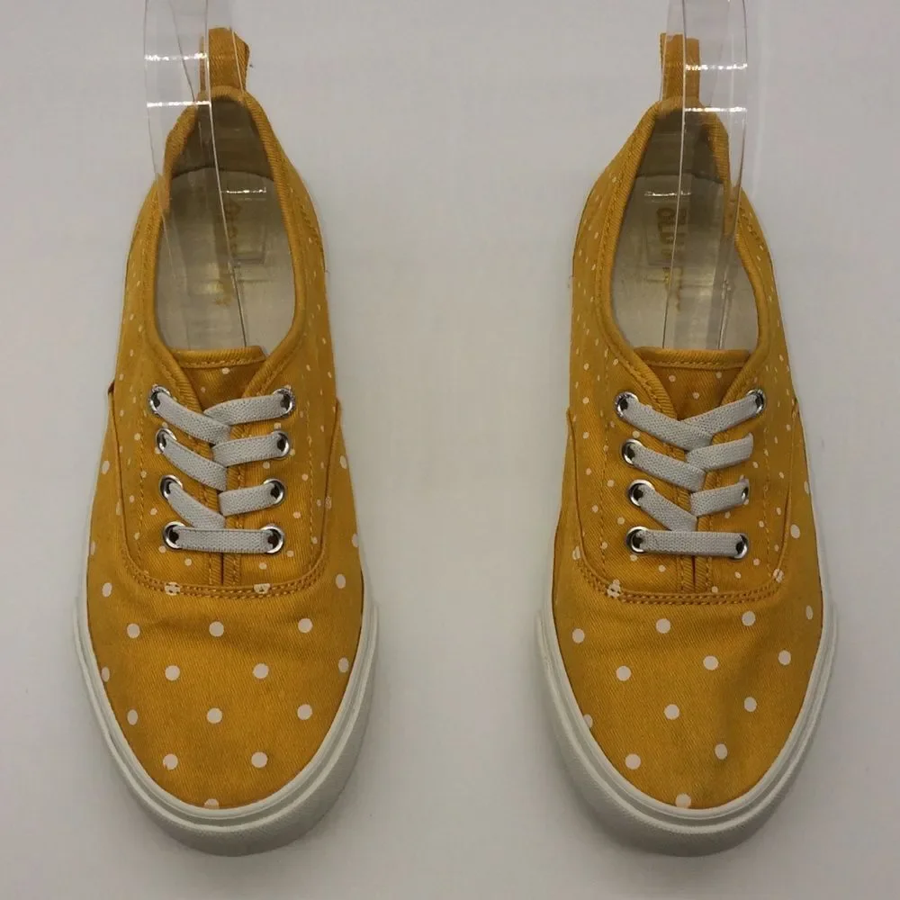 Old Navy Yellow w/White Polka Dots Permanent Laces Twill Sneakers for Girls-Sz 3